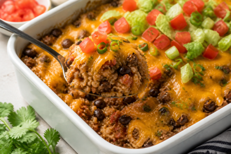 Ground Beef Taco Rice Casserole – A Cozy, Crowd-Pleasing Weeknight Dinner