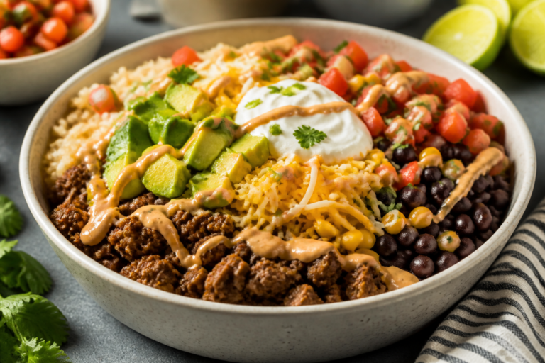 High Protein Loaded Beef Burrito Bowls – A Satisfying Meal Prep Favorite