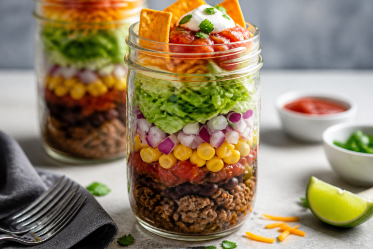 High Protein Beef Taco Salad Jars – Meal Prep That Actually Stays Crunchy