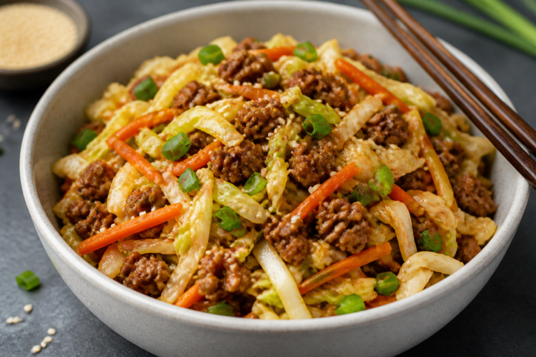 Low Carb Ground Beef Egg Roll in a Bowl – Fast, Flavorful, and Satisfying