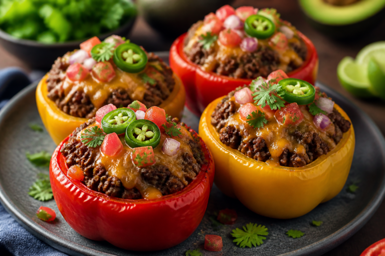Low Carb Beef Taco Stuffed Peppers – A Flavor-Packed Weeknight Dinner