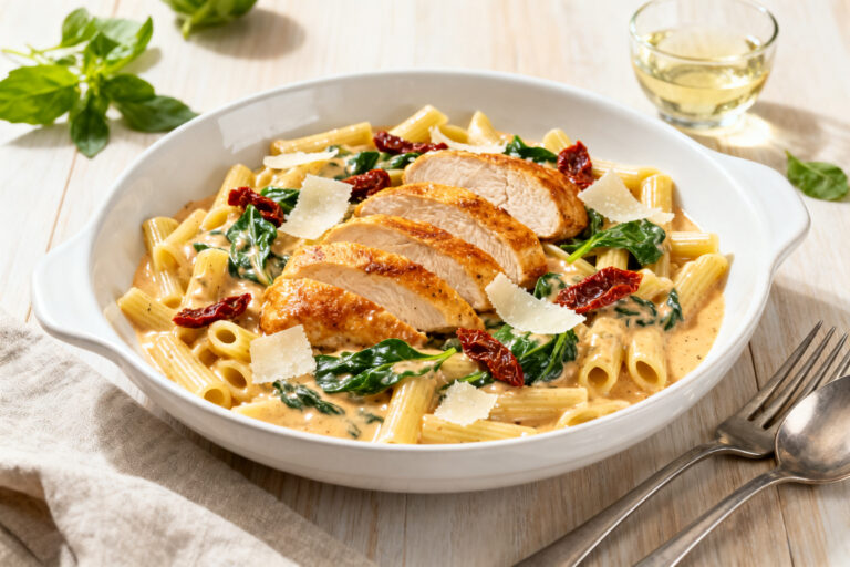 Creamy Tuscan Chicken Protein Pasta – Rich, Satisfying, and Weeknight-Friendly