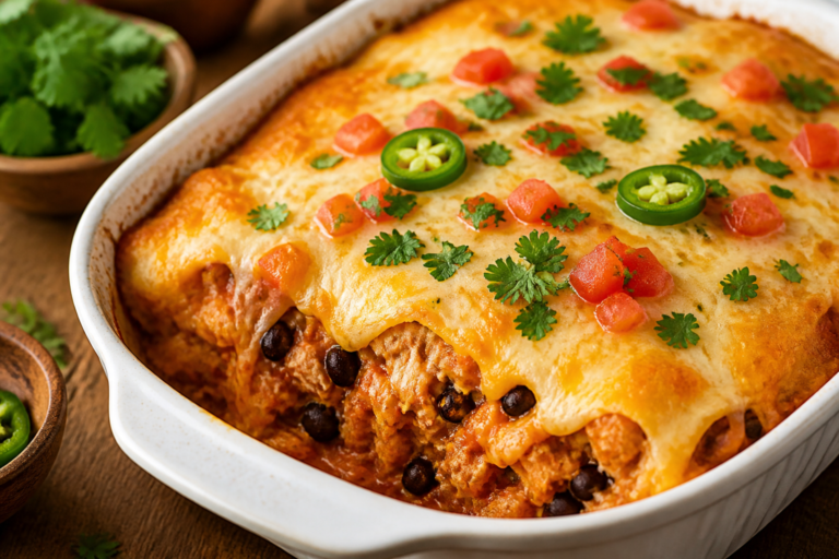 High Protein Chicken Enchilada Casserole – A Comforting, Meal-Prep Friendly Favorite