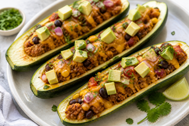 Healthy Taco Stuffed Zucchini Boats – A Fresh, Flavor-Packed Weeknight Dinner