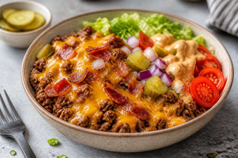 High Protein Cheeseburger Bowls – A Satisfying, Low-Carb Twist