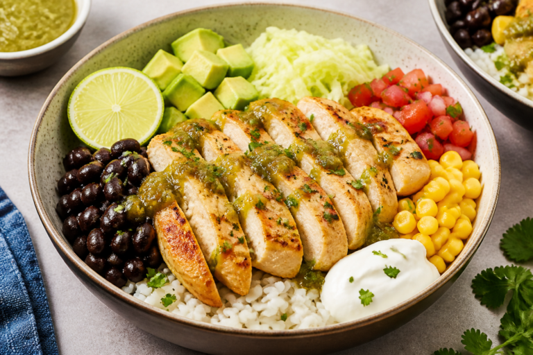 High Protein Salsa Verde Chicken Bowls – Fresh, Fast, and Satisfying