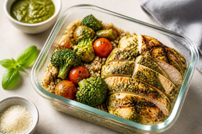 High Protein Pesto Chicken Meal Prep – Simple, Flavor-Packed Lunches for the Week