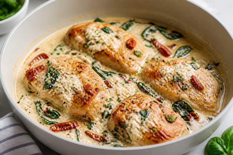 Creamy Cottage Cheese Tuscan Chicken – A Light, Comforting Skillet Dinner