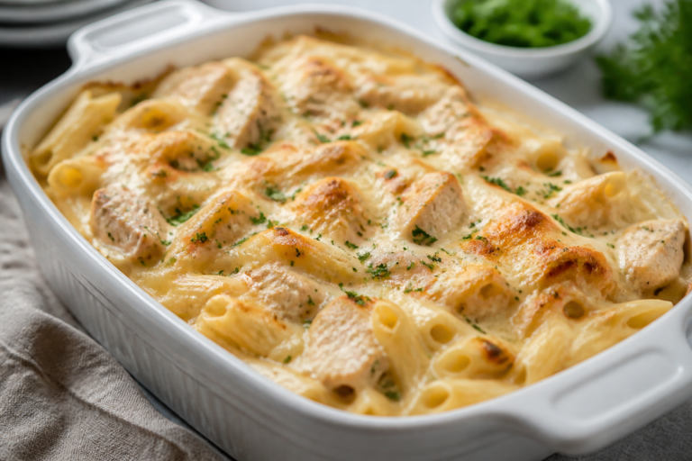 High Protein Chicken Alfredo Bake – Creamy, Comforting, and Satisfying