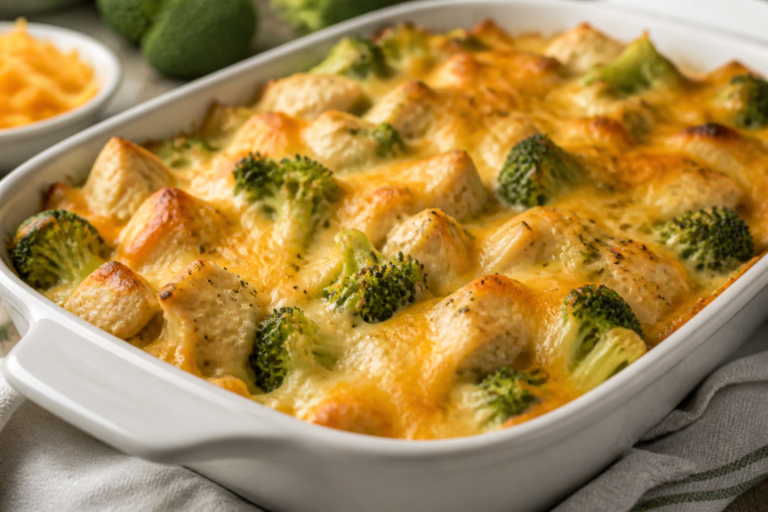 Cheesy Chicken Broccoli Protein Bake – Comfort Food With a Healthy Twist
