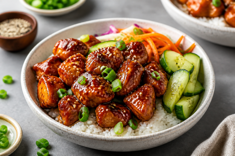 Sticky Honey Sriracha Chicken Bowls – Sweet, Spicy, and Weeknight Easy