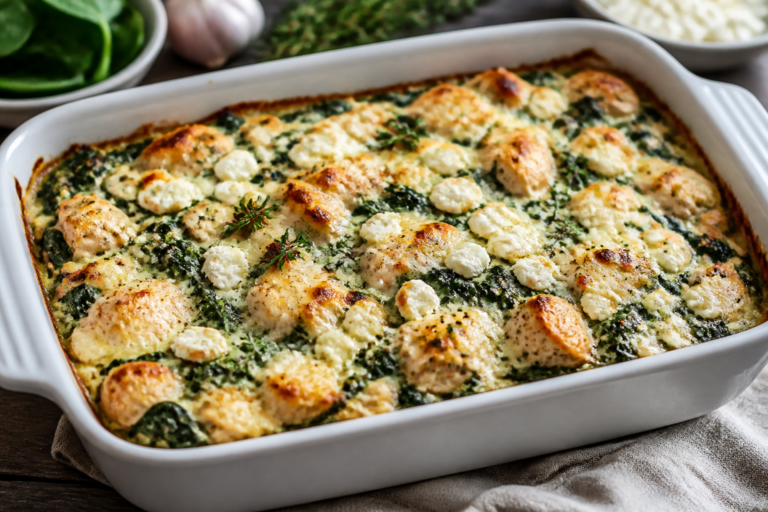 Chicken Feta Spinach Protein Bake – Easy, Flavor-Packed Weeknight Dinner