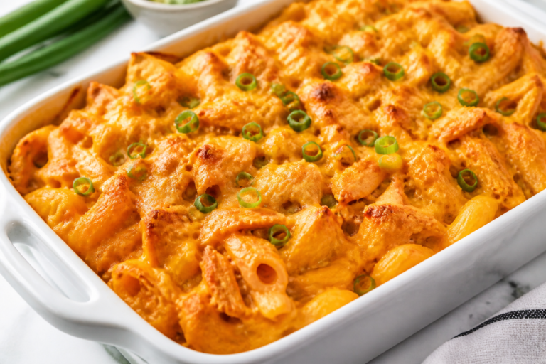 Buffalo Chicken Mac & Cheese Protein Bake – Comfort Food With a Kick