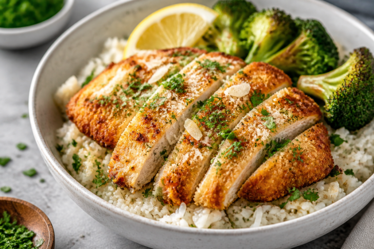 Crispy Parmesan Chicken Rice Bowls – A Comforting, Crunchy Weeknight Favorite