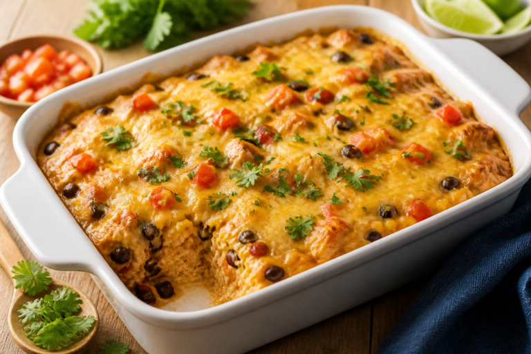 High Protein Chicken Burrito Casserole – Easy, Filling, and Meal-Prep Friendly