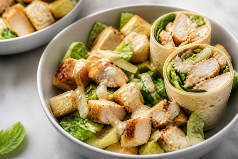 Chicken Caesar Protein Wrap Bowls – A Fresh, High-Protein Twist on a Classic