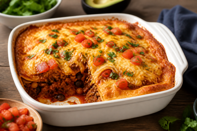 Protein-Packed Beef Enchilada Casserole – A Hearty, Weeknight-Friendly Favorite