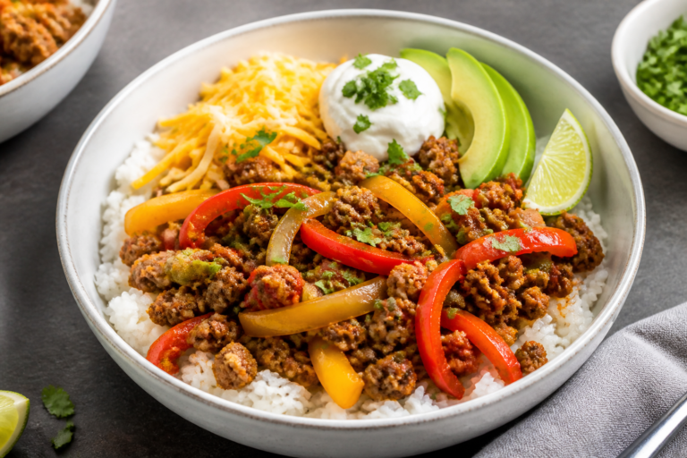 Ground Beef Fajita Rice Bowls – Fast, Flavorful, and Family-Friendly
