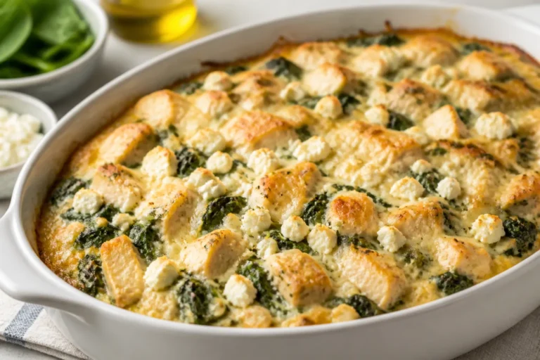 Chicken Feta Spinach Casserole – Creamy, Comforting, and Weeknight-Friendly