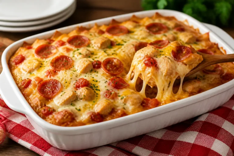 Chicken Pizza Casserole – A Cozy, Crowd-Pleasing Bake