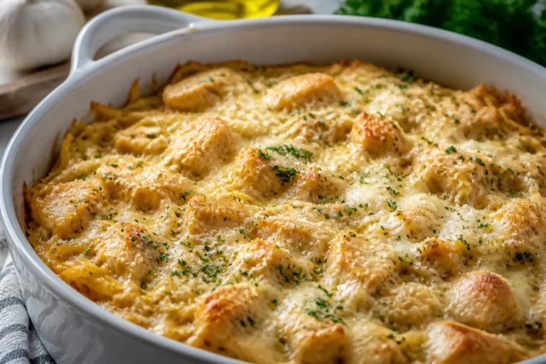 Garlic Parmesan Chicken Spaghetti Squash Bake – Cozy, Creamy, and Weeknight-Friendly