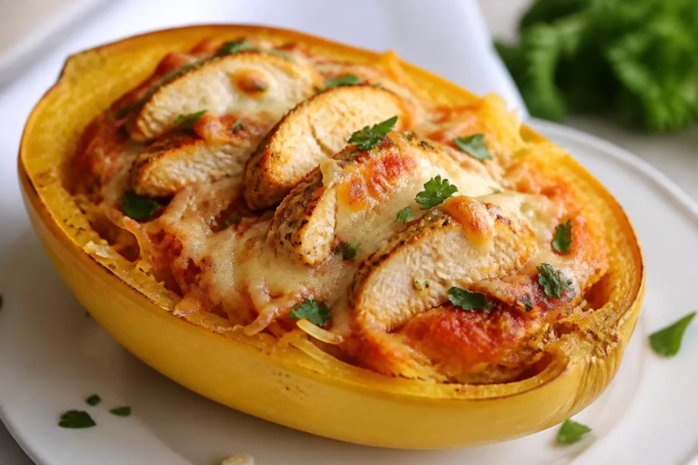 High Protein Chicken Parmesan Spaghetti Squash – A Lighter Take on a Comfort Classic