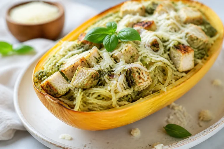 Chicken Pesto Spaghetti Squash – A Fresh, Light, and Comforting Dinner