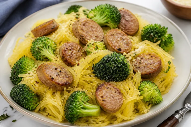 Spaghetti Squash With Broccoli and Chicken Sausage – A Cozy, Lighter Pasta Night
