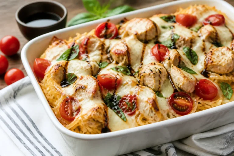 Chicken Caprese Spaghetti Squash Bake – A Fresh, Cozy Weeknight Dinner