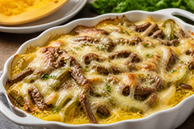 Philly Cheesesteak Spaghetti Squash Bake – A Cozy, Low-Carb Comfort Classic