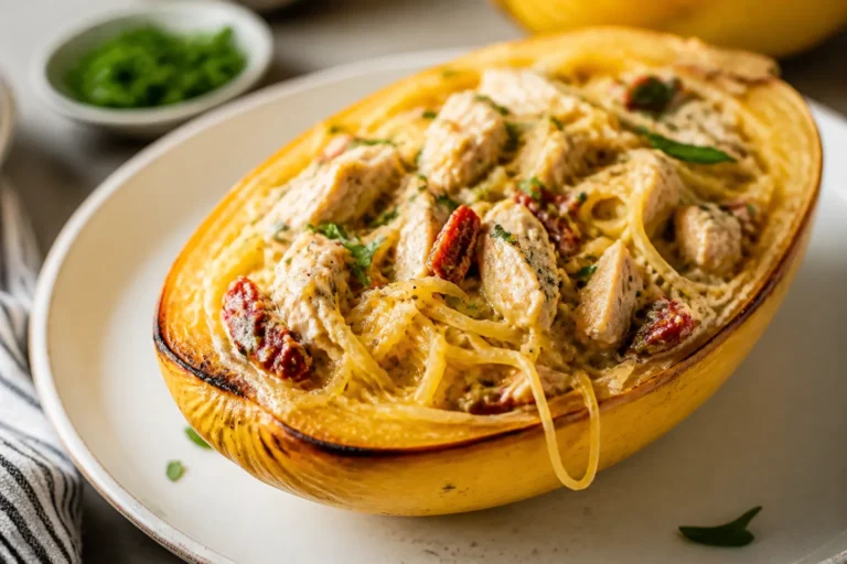 Creamy Sun-Dried Tomato Chicken Spaghetti Squash – Cozy, Flavor-Packed, and Weeknight-Friendly