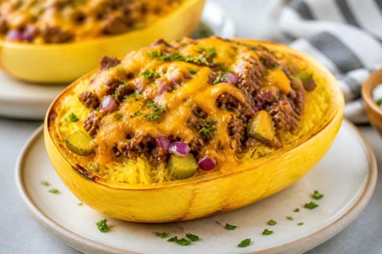 Cheeseburger Stuffed Spaghetti Squash – A Cozy, Low-Carb Comfort Dinner