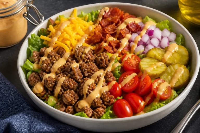 Loaded Protein Cheeseburger Salad – A Big, Satisfying Bowl With Classic Burger Flavor