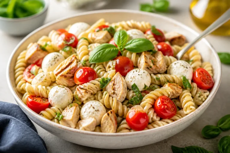Mozzarella Chicken Pasta Salad – Bright, Fresh, and Satisfying