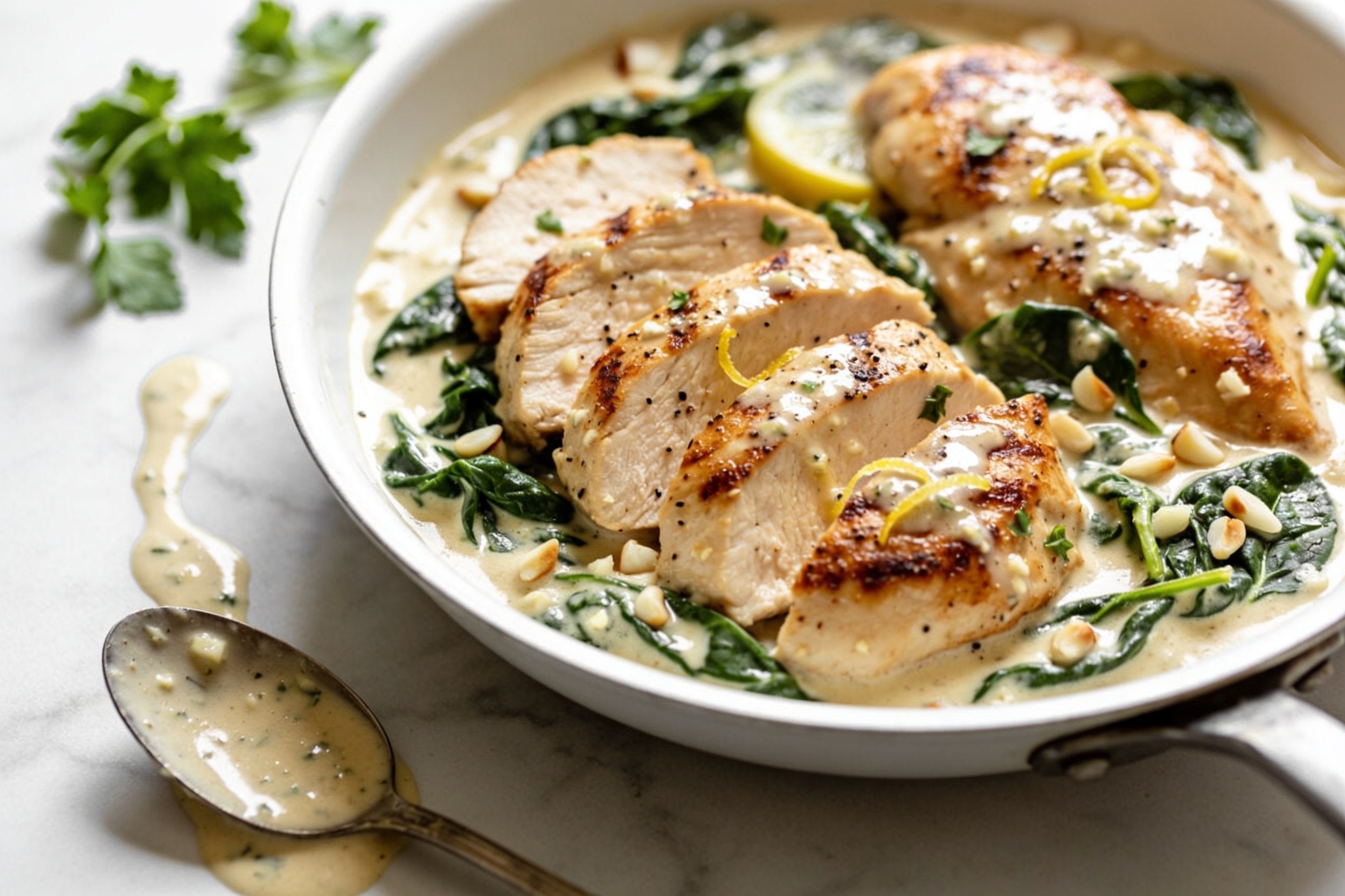 High Protein Creamy Garlic Chicken