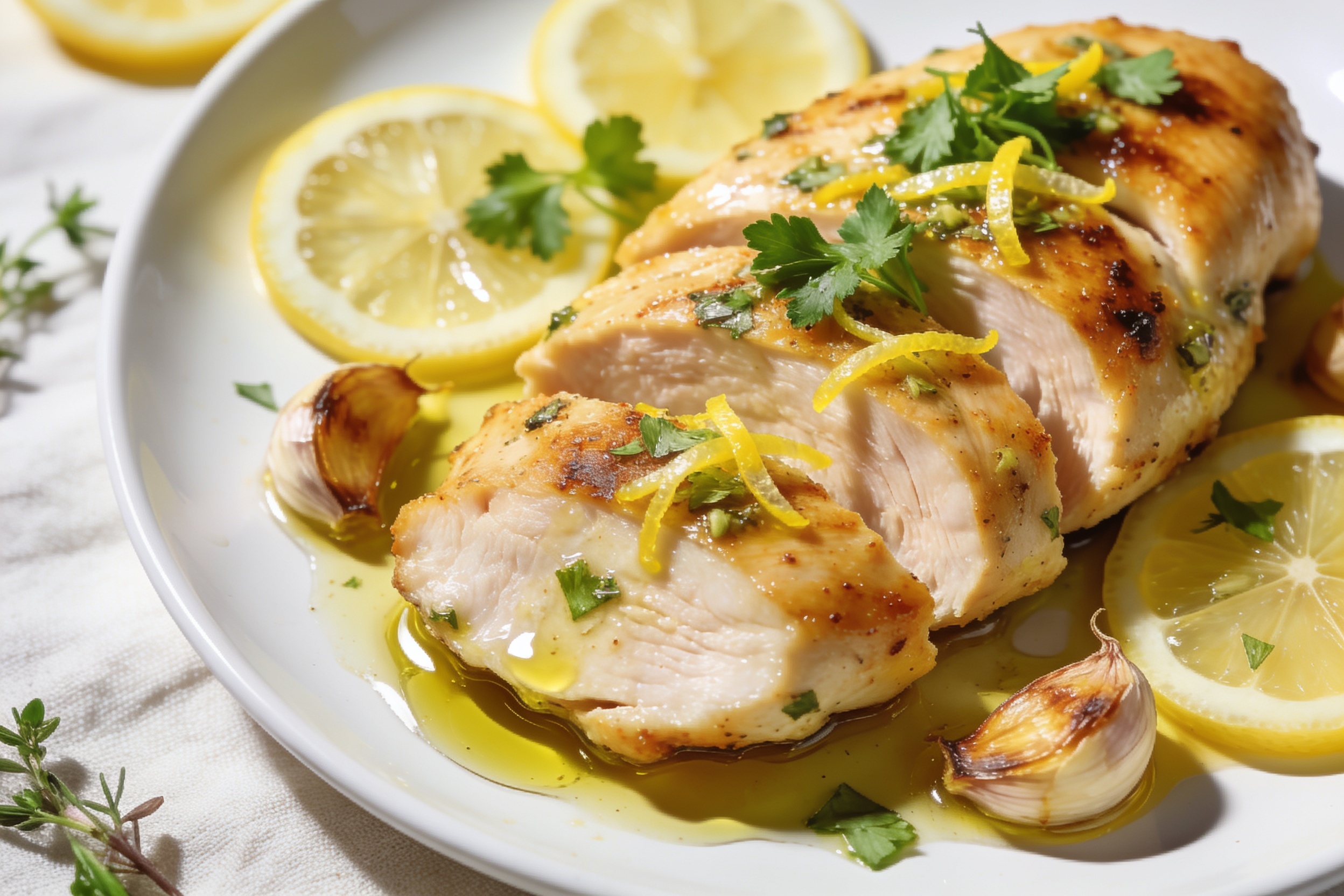 High Protein Lemon Garlic Chicken