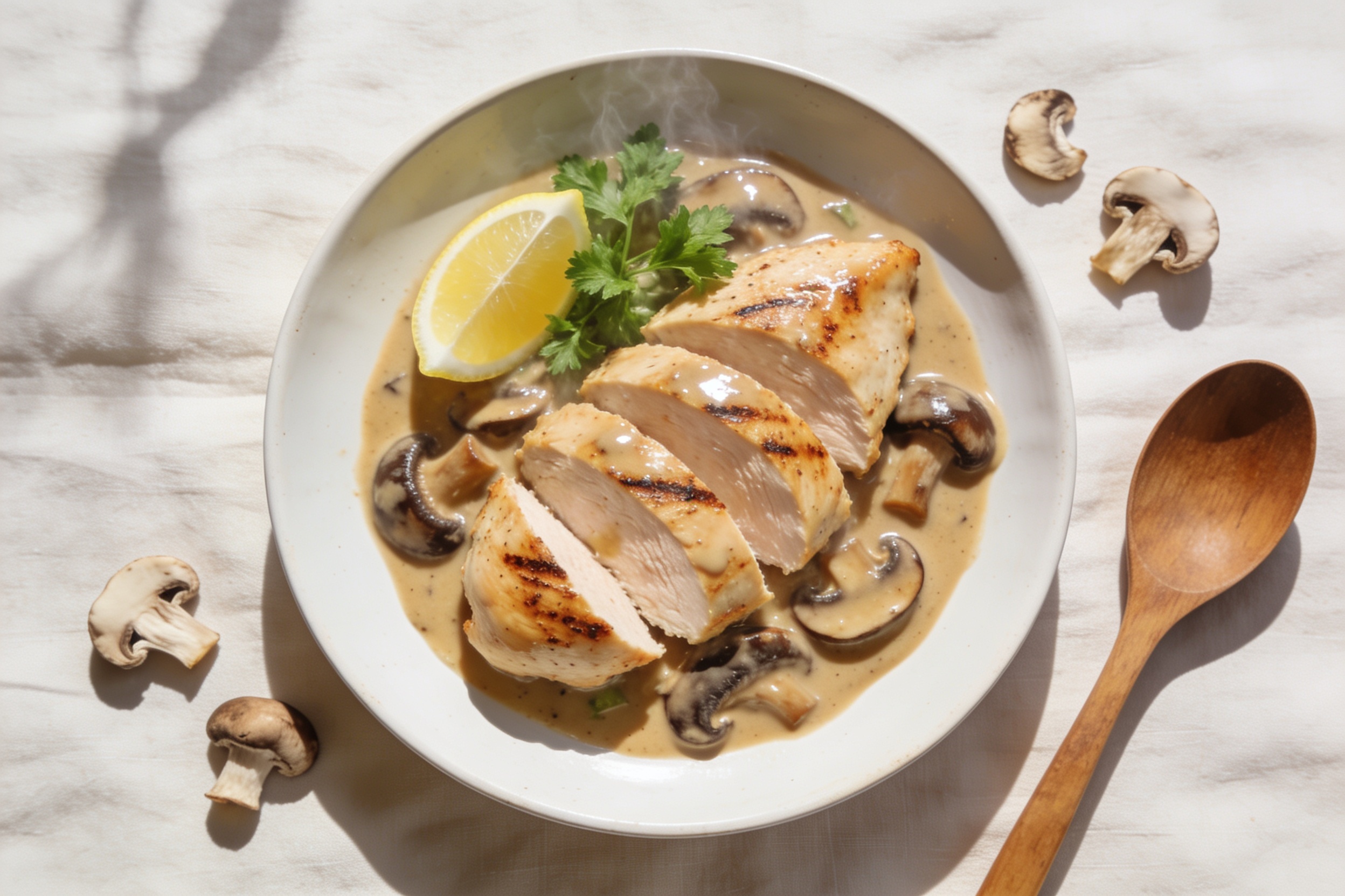 High Protein Chicken in Mushroom Sauce