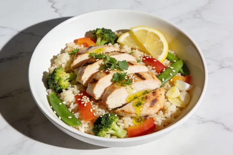 High Protein Chicken Cauliflower Rice Meal Prep