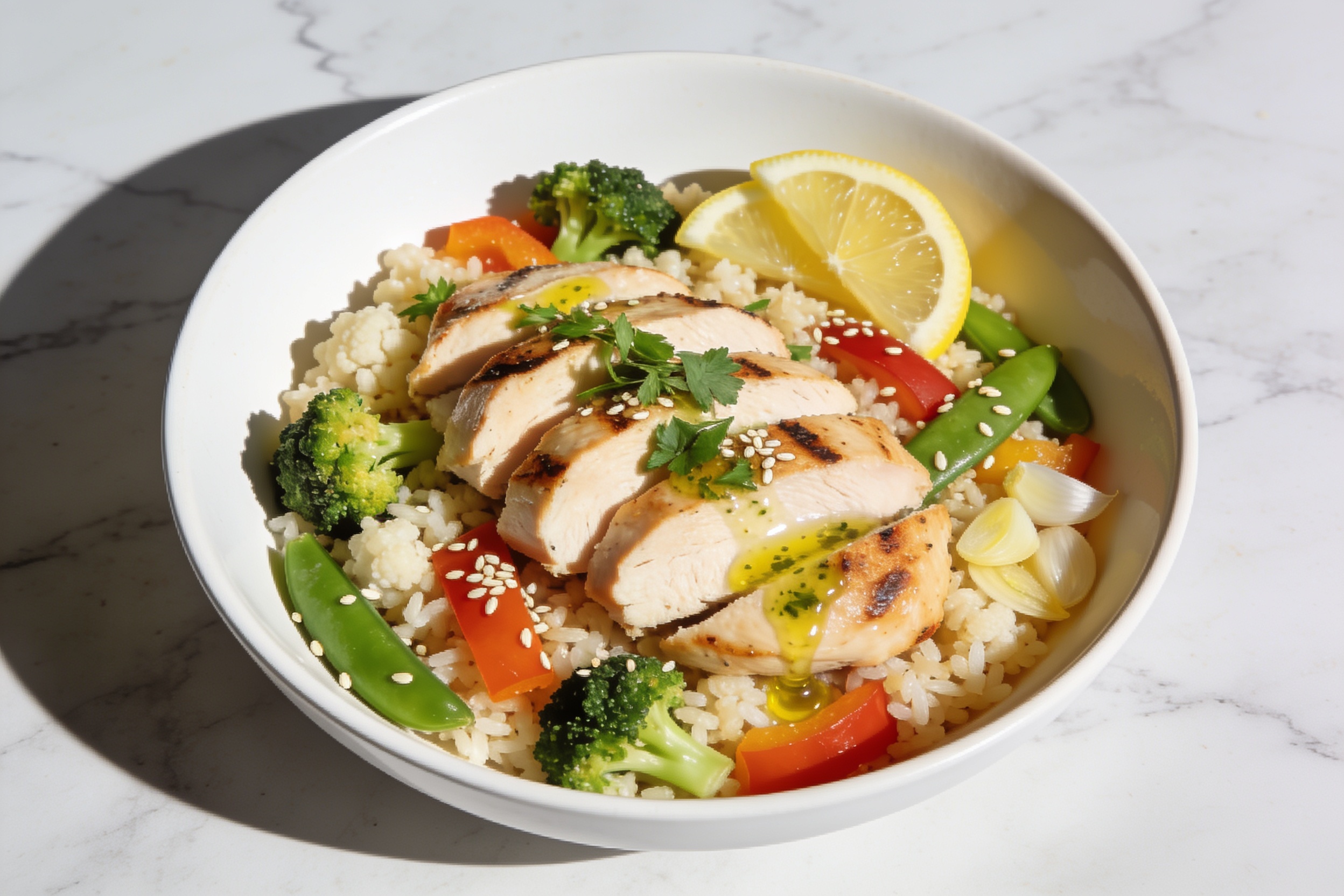 High Protein Chicken Cauliflower Rice Meal Prep
