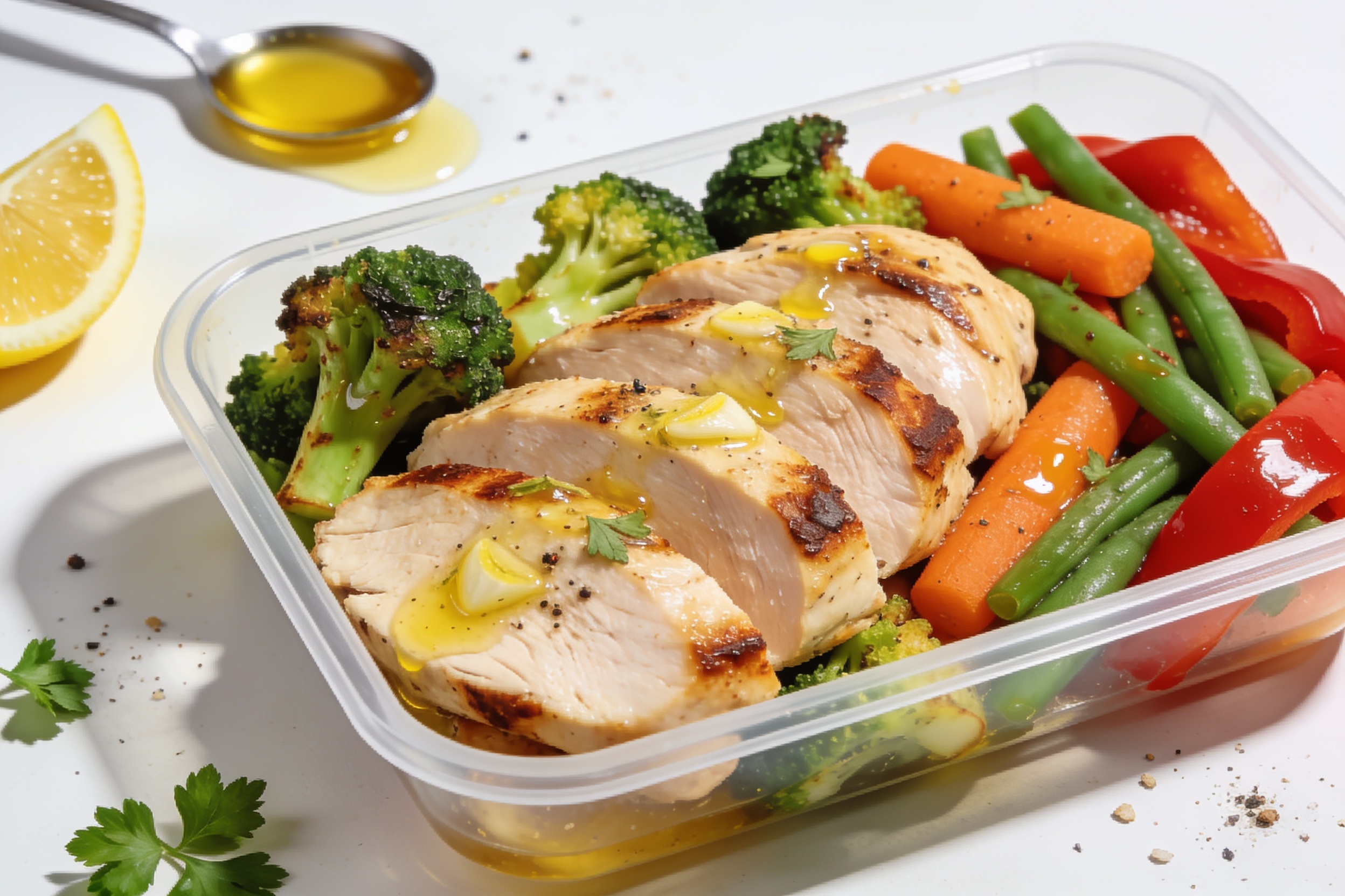 High Protein Garlic Butter Chicken Veggie Meal Prep