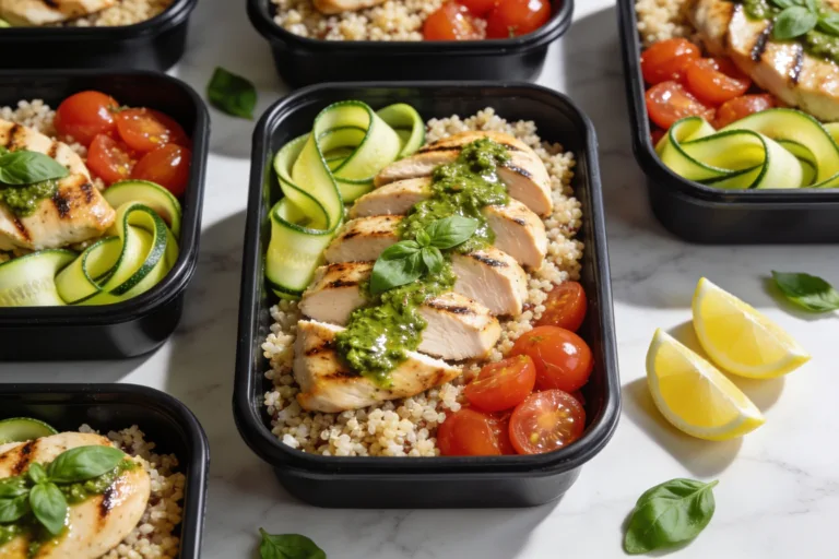 High Protein Pesto Chicken Meal Prep