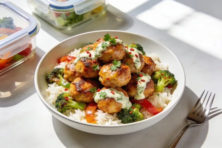High Protein Chicken Meatballs Meal Prep