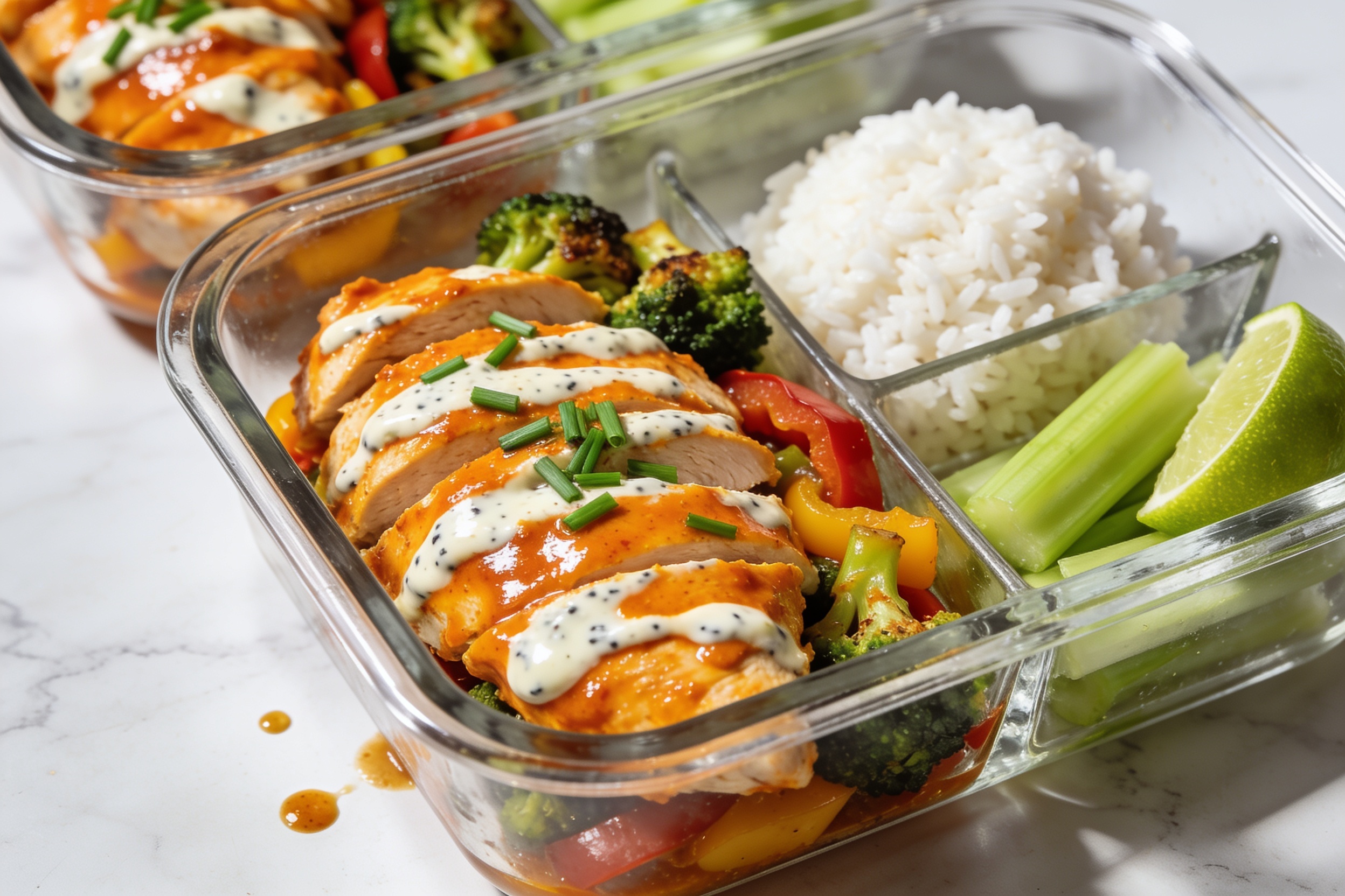 High Protein Buffalo Ranch Chicken Meal Prep