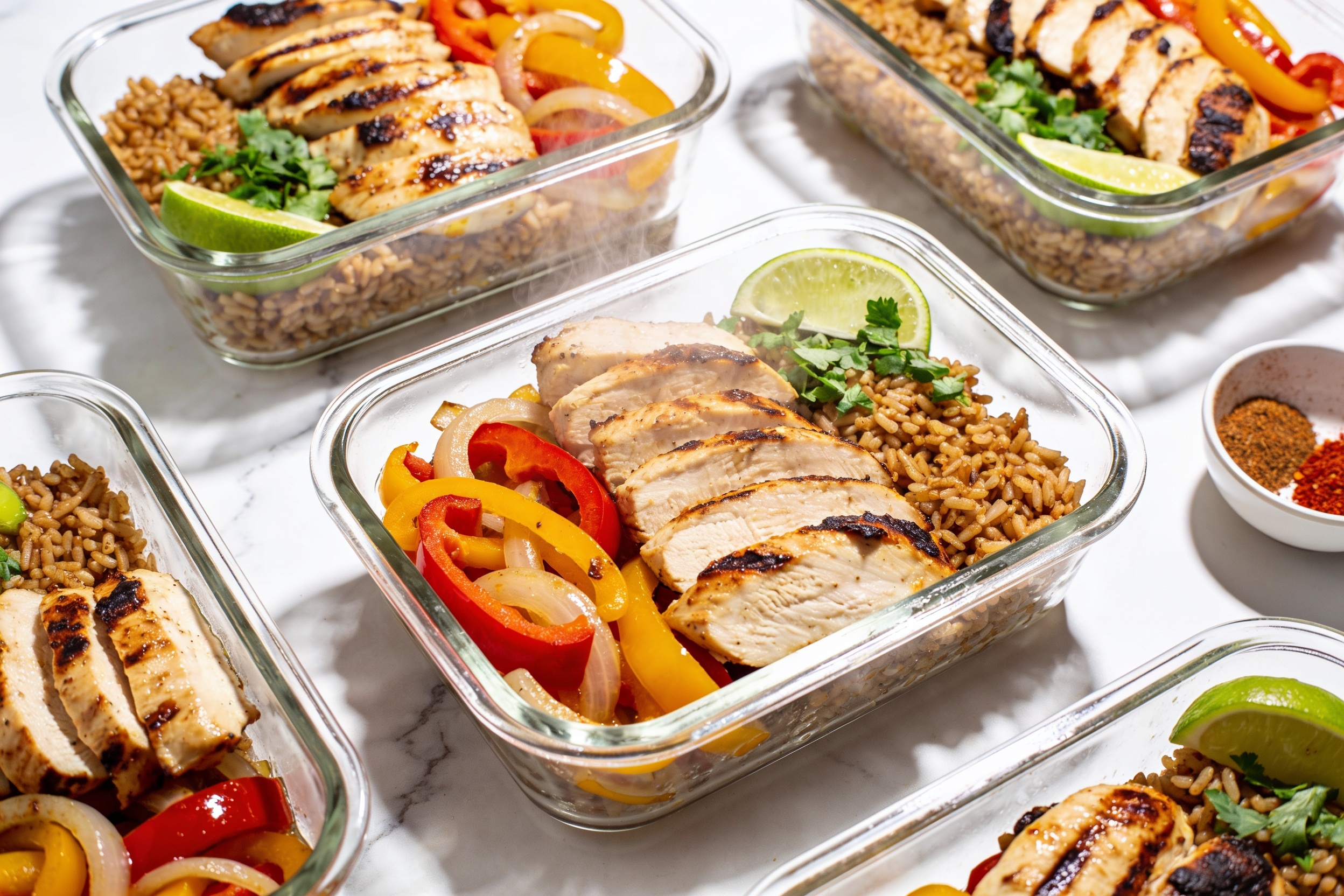 High Protein Chicken Fajita Meal Prep