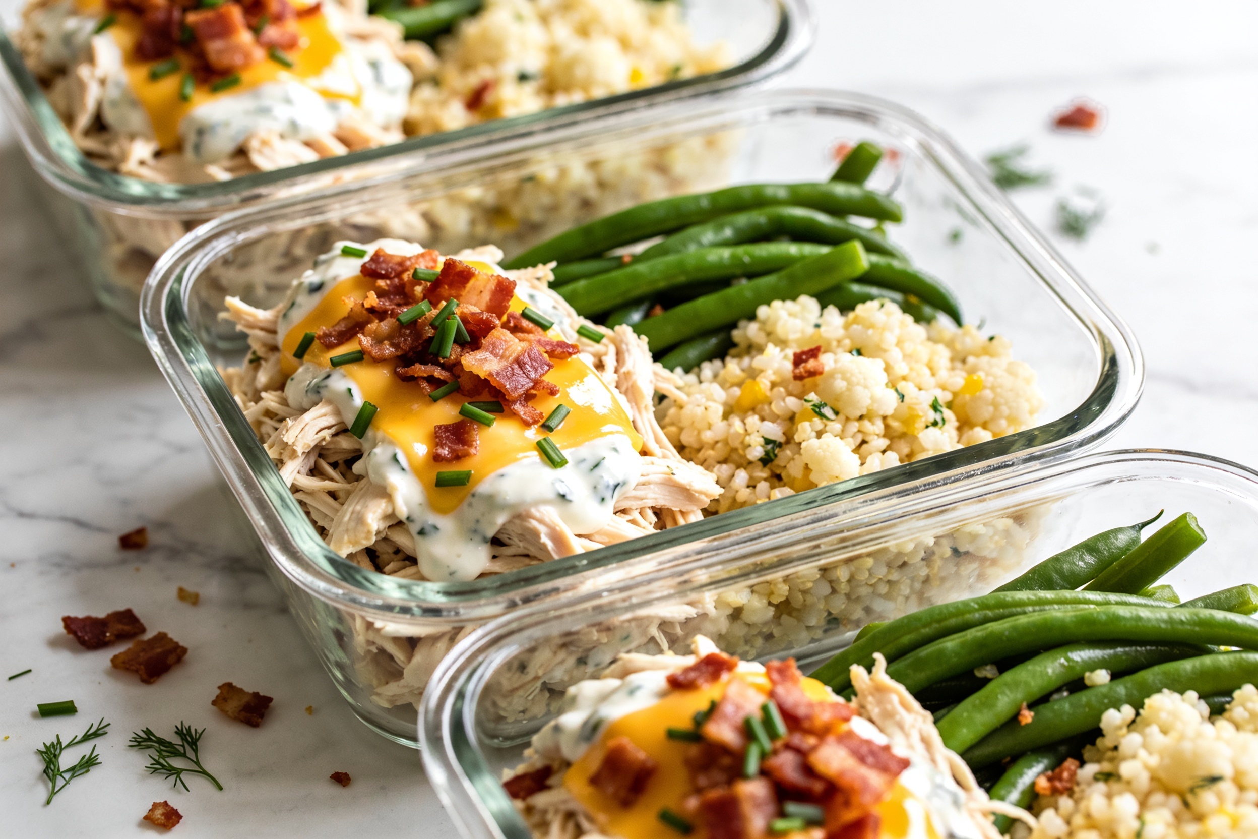 High Protein Crack Chicken Meal Prep