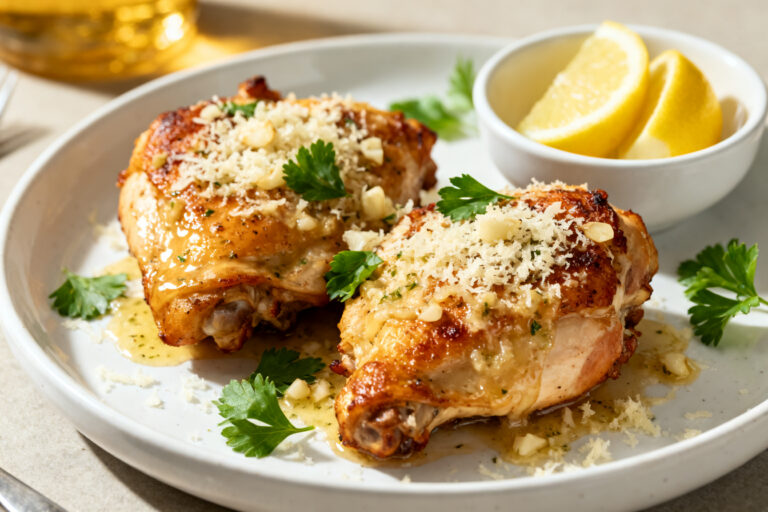Garlic Parmesan Chicken Thighs – Crispy, Juicy, and Packed with Flavor