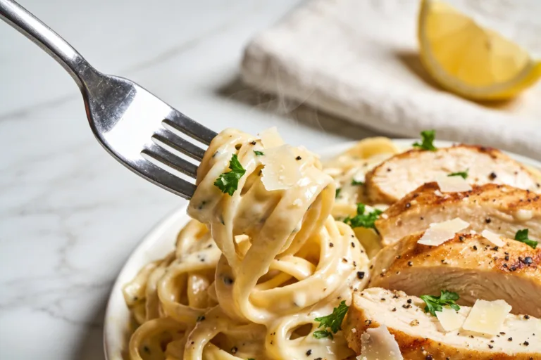 High Protein Chicken Alfredo Pasta