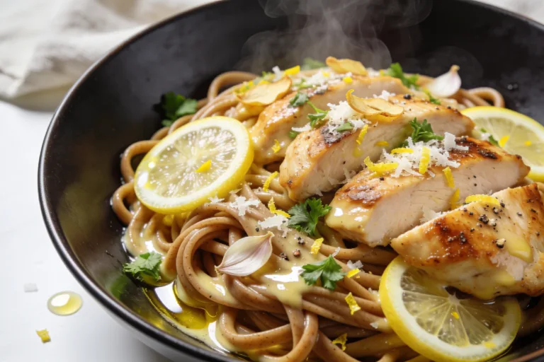 High Protein Lemon Garlic Chicken Pasta
