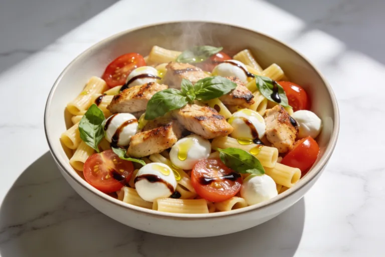 High Protein Chicken Caprese Pasta