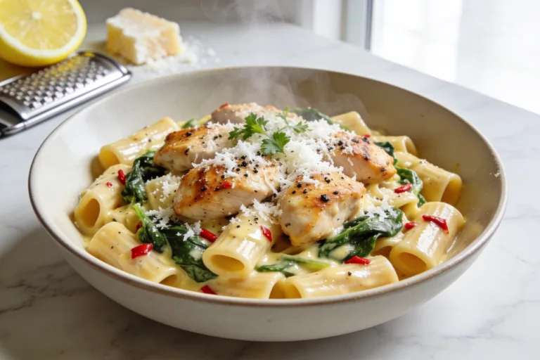 High Protein Garlic Butter Chicken Pasta